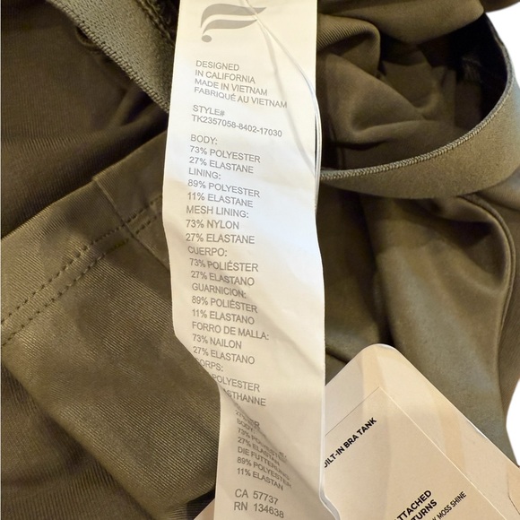 Fabletics Olive Green Built-In Bra Tank NWT - Picture 10 of 10